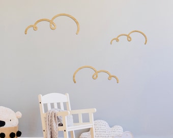 Clouds - Wooden - Set of 3 - Nursery Bedroom Wall Decor Shelf Decoration Art Scandi