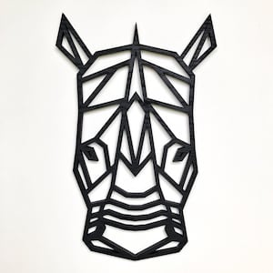 Geometric Rhino Head - Wooden Wall Art - Home Nursery - Animal Safari - Africa Wildlife