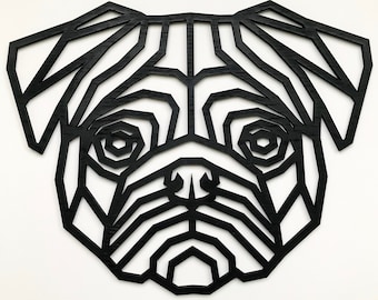 Geometric Pug Head - Wooden Wall Art - Home Nursery Office Living Dog