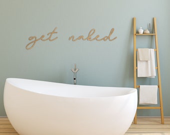 get naked sign - Bathroom Wooden Wall Plaque - Art Home Decoration Personalised Wall