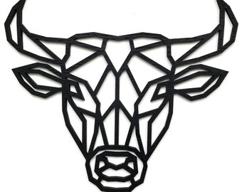 Geometric Bull Head - Wooden Wall Art - Home Nursery