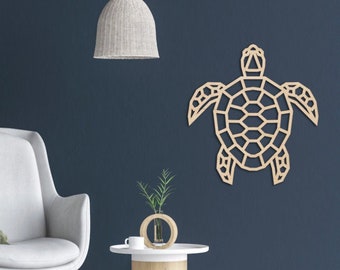 Geometric Turtle - Wooden Wall Art - Home Nursery -  Animal Sealife Reef Wildlife Marine Aquatic Tropical Wood
