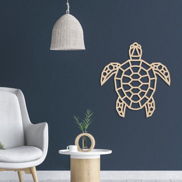 Geometric Turtle - Wooden Wall Art - Home Nursery -  Animal Sealife Reef Wildlife Marine Aquatic Tropical Wood