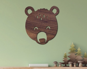 Woodland Bear Wall Decor - Nursery / Kids / Animals / Children Room -