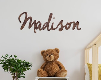 Nome personalizzato Segno in legno o legno dipinto - Parete o porta - Carattere "Mercurio" - Arte Decorazione asilo nido Bambini Baby Room Home Placca Matrimonio