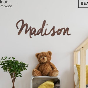 Personalised Name Wooden or Painted Wood Sign - Wall or Door - &quot;Mercury&quot; font - Art Nursery Decoration Kids Baby Room Home Plaque Wedding
