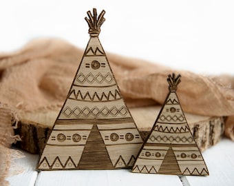 Tribal Wooden Teepee - Flat lay / Nursery decor / Scandi style / Wall Decor