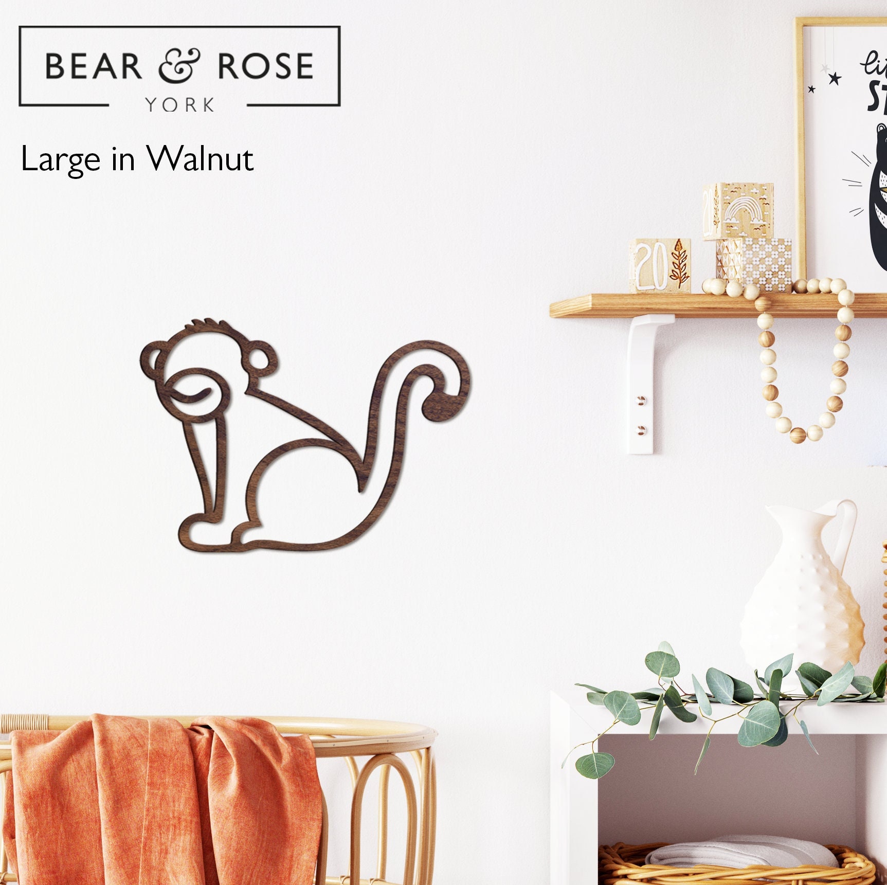 Monkey Wall Decor Home Nursery / Kids / Animals / Children Etsy