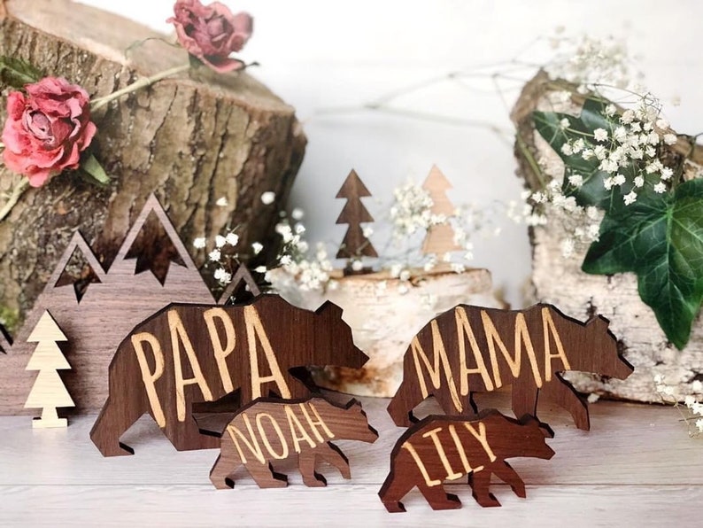 Personalised Bear Family Christmas Home or Nursery Decoration Set image 3