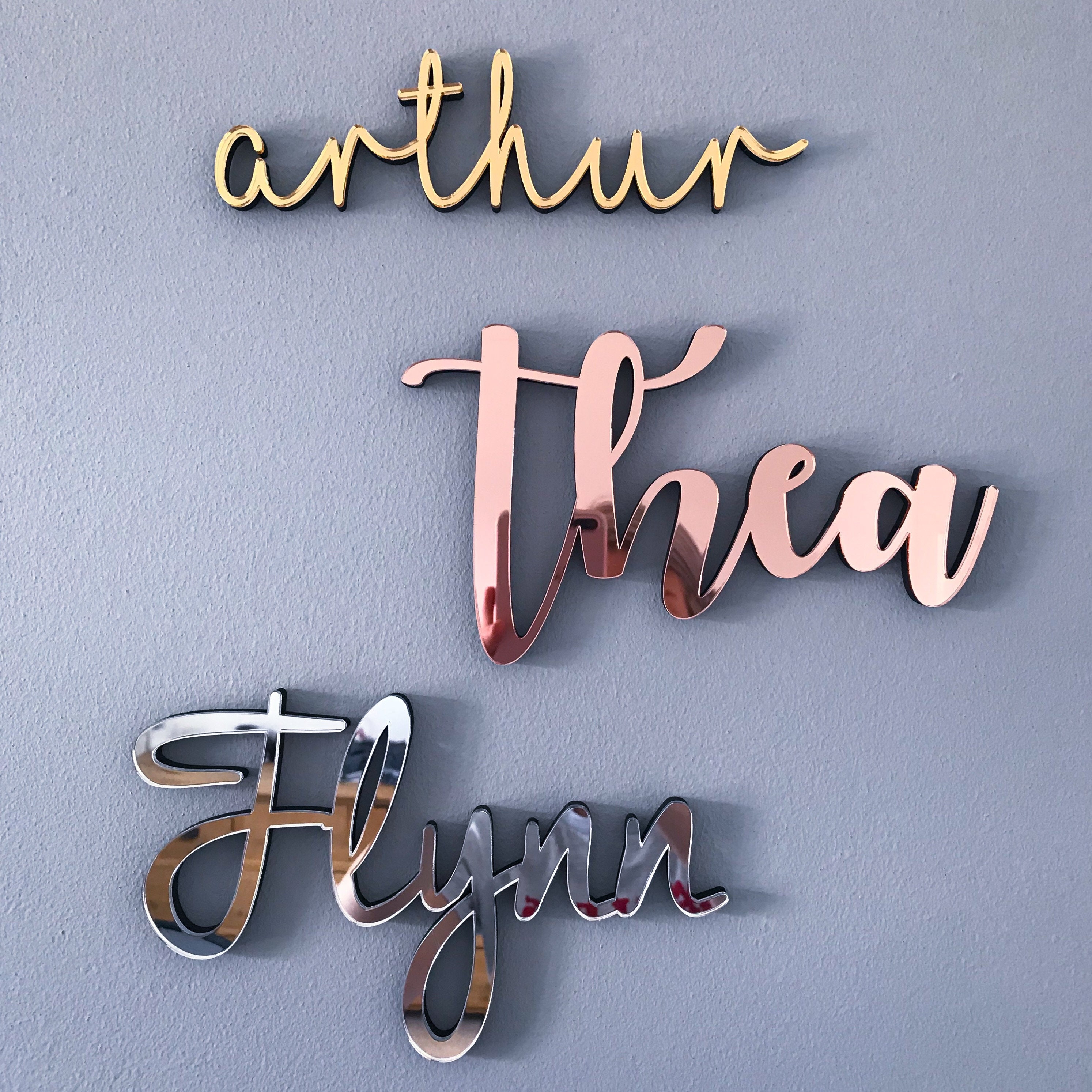 Acrylic Mirror Wooden Wall Door Name Sign - 9mm Thick - Nursery Decor…