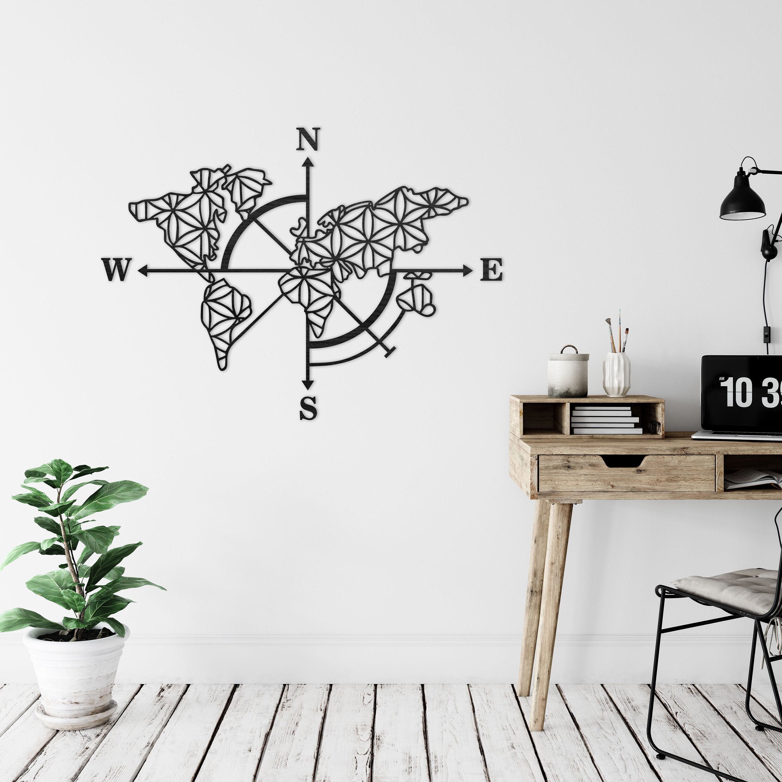 Carte Du Monde Décoration Murale - Art Mural en Bois Maison Décor, Décoration, Voyage, Boho, Bois