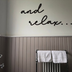 and relax... sign wooden Bathroom Wall Decor - Shower Bath Relaxation image 3