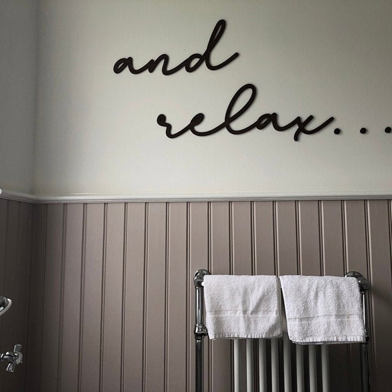 and relax... sign wooden Bathroom Wall Decor - Shower Bath Relaxation image 3