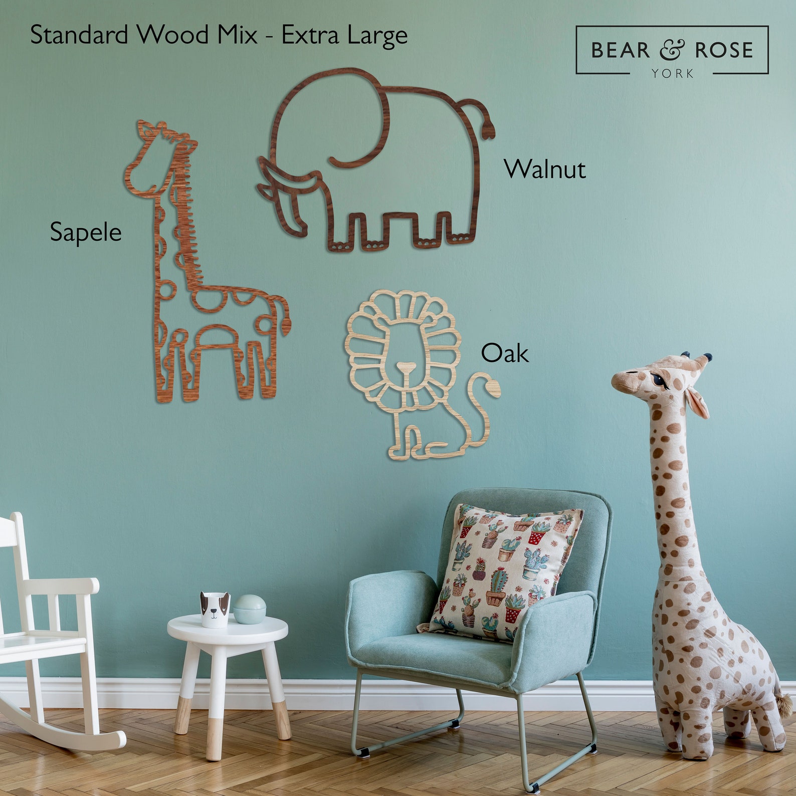 Safari Trio Wall Decor Home Nursery / Kids / Animals / Etsy