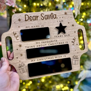 Lieber Santa - Brief an Santa | Wiederverwendbare Weihnachtsgedenk-Fototafel | Weihnachtsmann | Weihnachtswunschliste