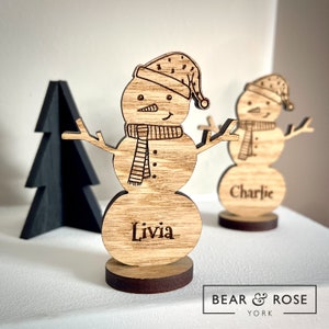 Christmas Personalised Snowman Decorations Place Names Wedding image 1