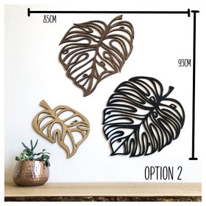 Monstera Leaves Set of 3 Wooden or Painted Wood Wall Art Home Kitchen image 6