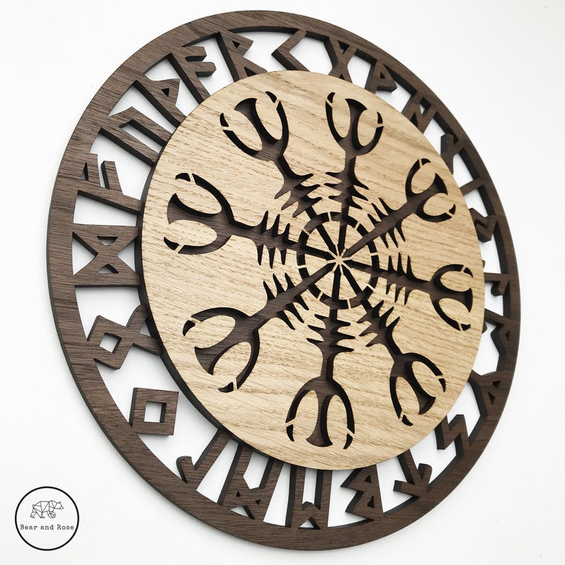 Viking Wall Decor Helm of Awe Wooden Wall Art Home Etsy UK