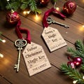Personalised Santa’s or Father Christmas Magic Key | Wooden Tag with Metal Key | Xmas Eve Tradition