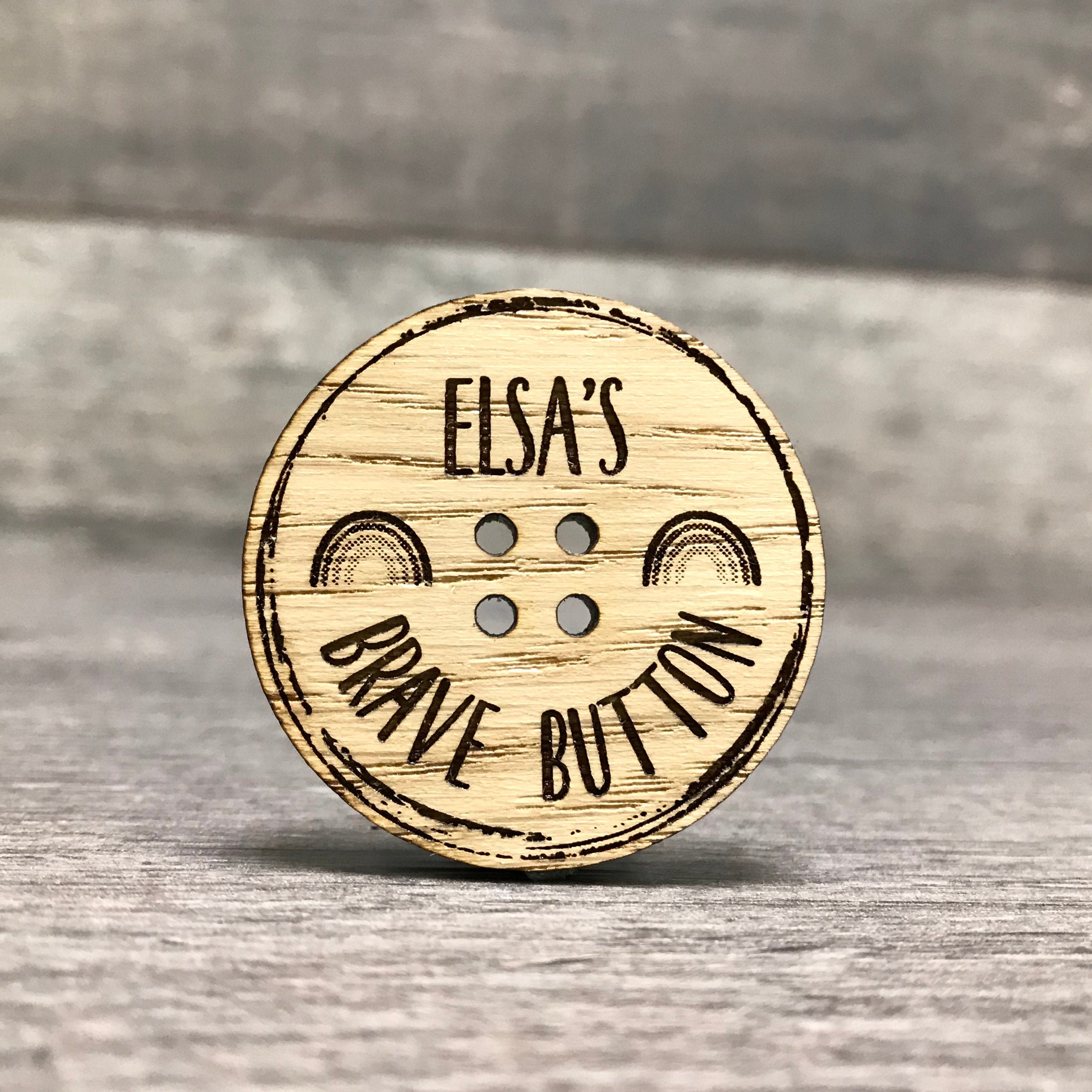 Personalised Wooden Brave Button: Anxiety Worry Gift, School Starter - Etsy