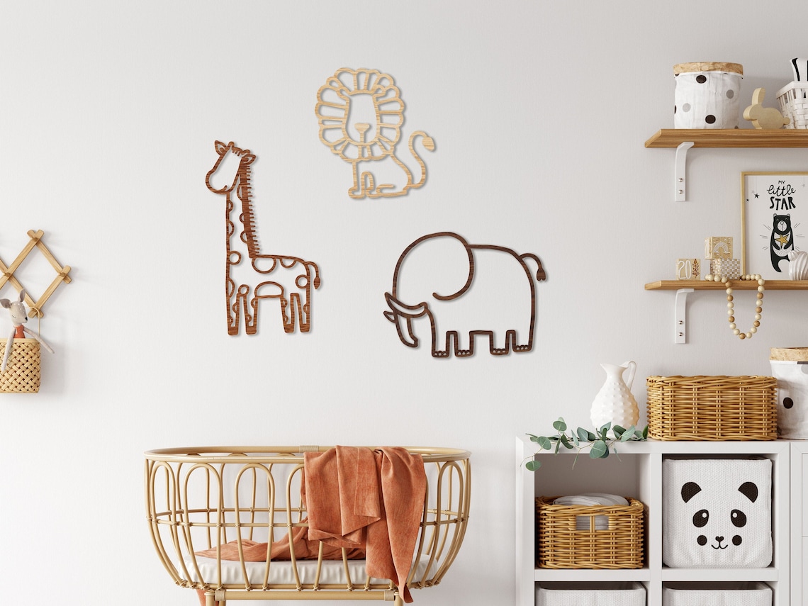 Safari Trio Wall Nursery Decor / Home / Kids / Animals / Etsy Australia