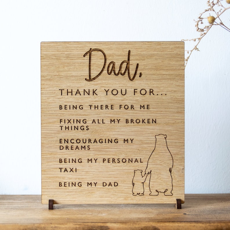 Daddy Thank You Wooden Plaque Father's Day Dad Gift Grandad New Parent Baby Gift Idea Shelf Decor image 2