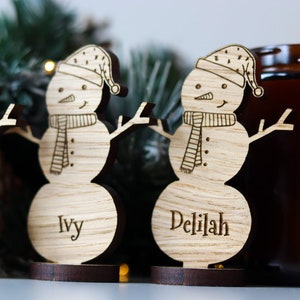 Christmas Personalised Snowman Decorations Place Names Wedding image 4