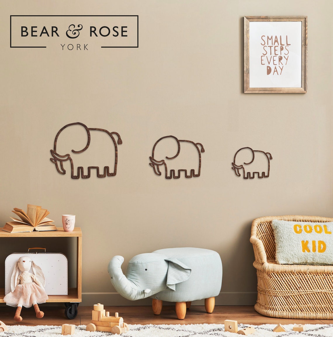 Elephant Safari Wall Decor Nursery / Kids / Animals / Etsy UK