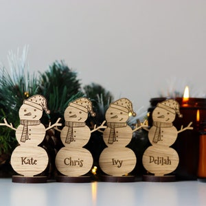 Christmas Personalised Snowman Decorations Place Names Wedding image 2