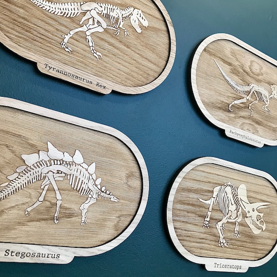Dinosaur Fossil Bones Wooden Wall Art / Plaque Nursery / Etsy