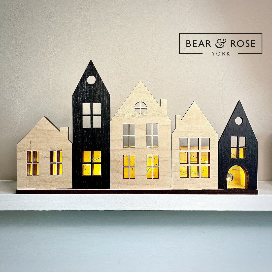 Scandi House Decor Set Wooden LED Candle Holder / Scandinavian / Hygge