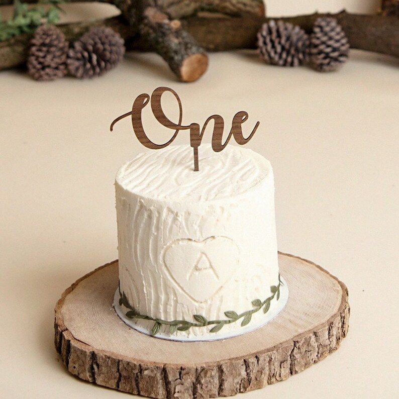 Wooden Age Cake Topper Birthday / 1st / 2nd / One / Two / Three Party Decoration image 1