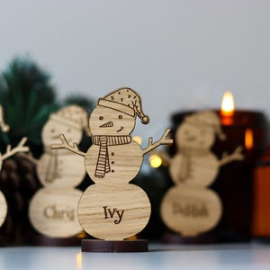 Christmas Personalised Snowman Decorations Place Names Wedding image 5