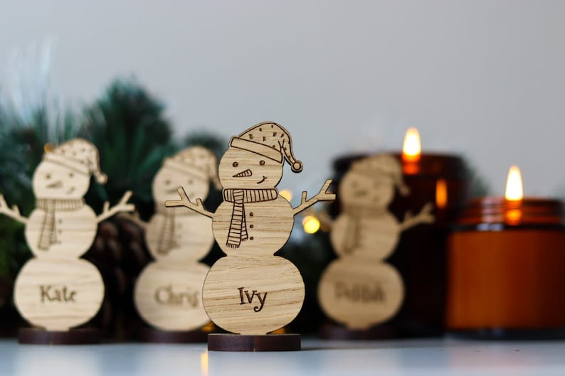 Christmas Personalised Snowman Decorations Place Names Wedding image 5