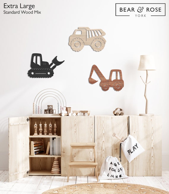 Construction Trio Wall Nursery Décor en bois / Maison / Enfants