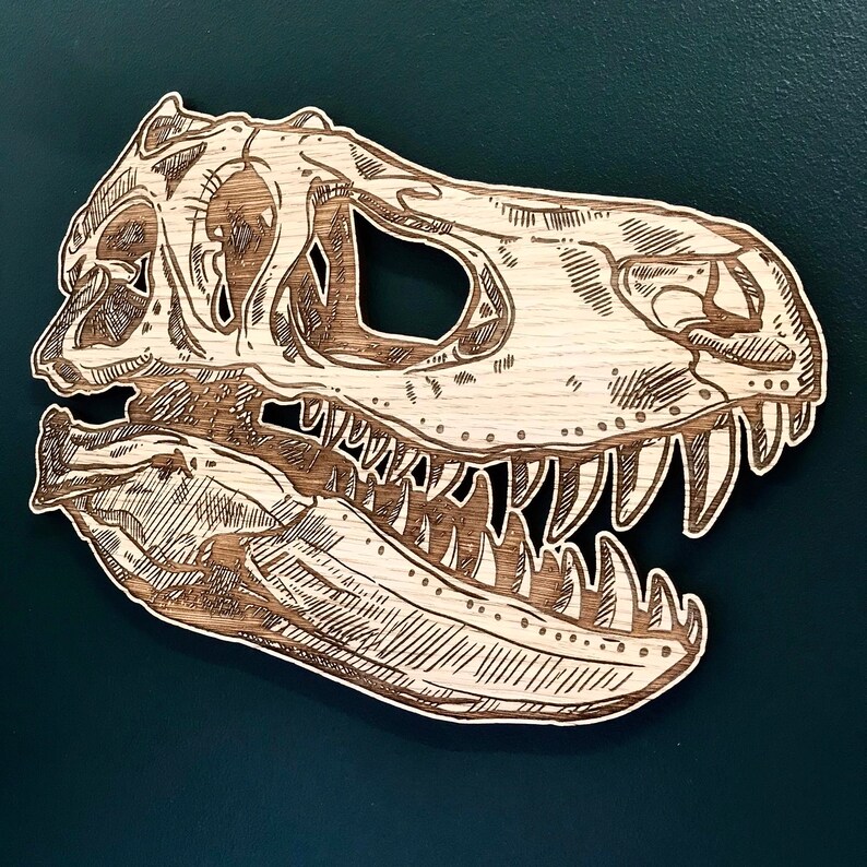 T.rex Head Dinosaur Fossil Bones Wooden Wall Art / Plaque Etsy UK