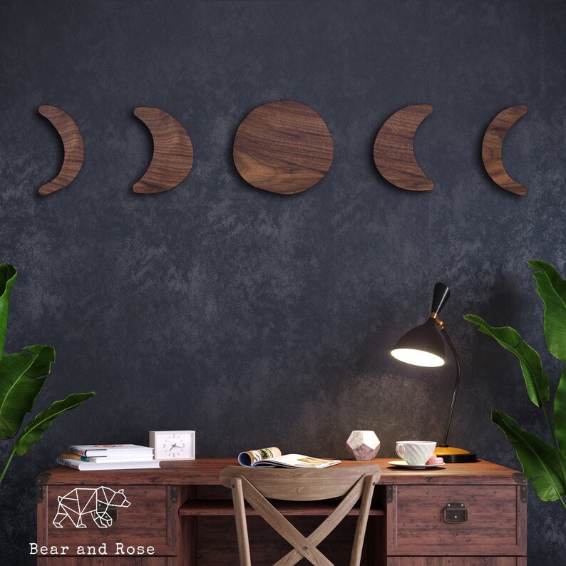 Moon Phases Wall Decor Wooden or Perspex Lunar Art Bedroom Etsy