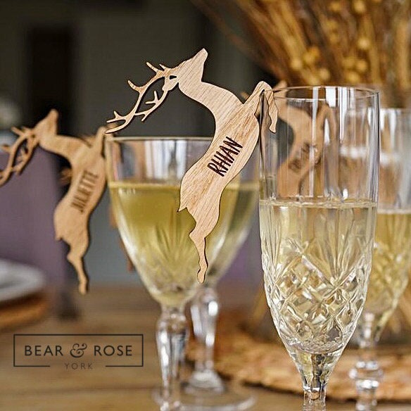 Christmas Personalised Reindeer Glass Decorations Stag Place Names
