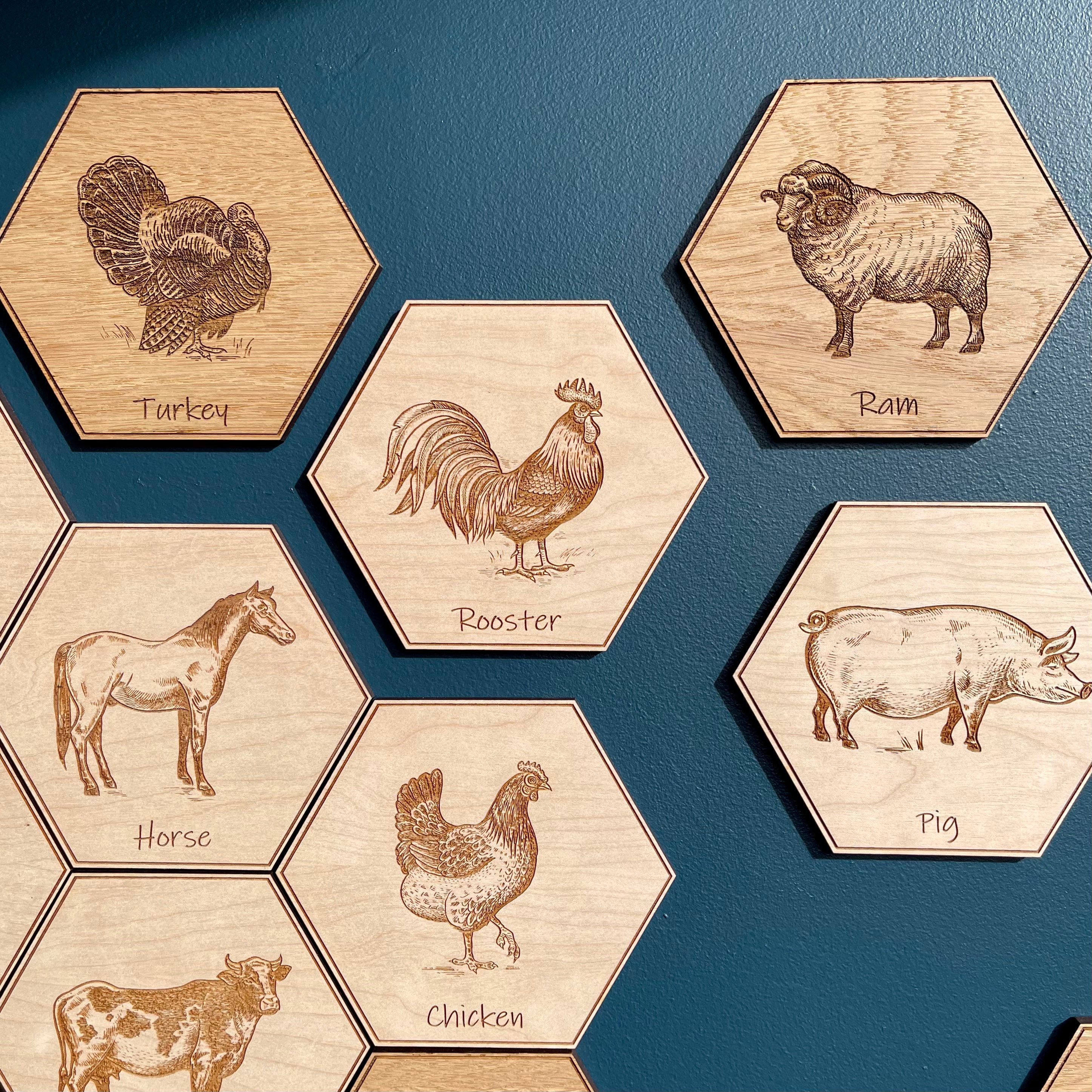 Farmyard Animals Wall Decor Kitchen Nursery Wooden Art / Etsy