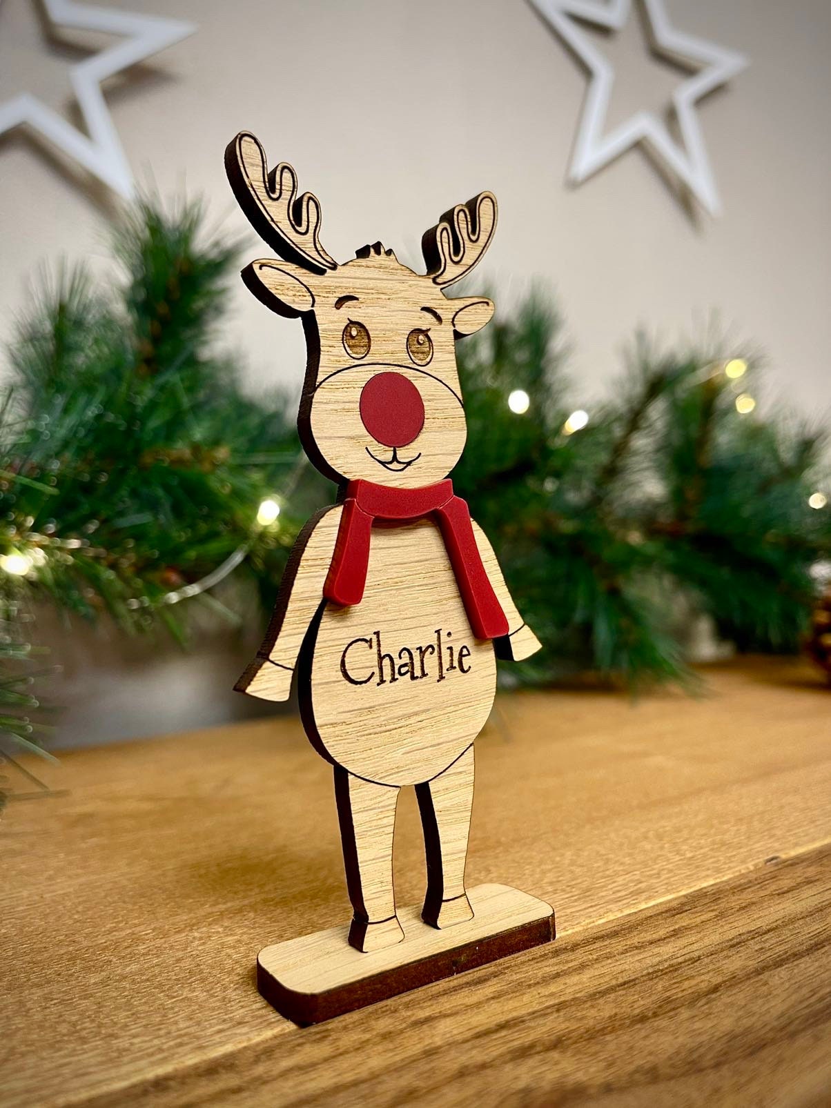 Christmas Personalised Rudolph With Red Nose | Decoration | Place