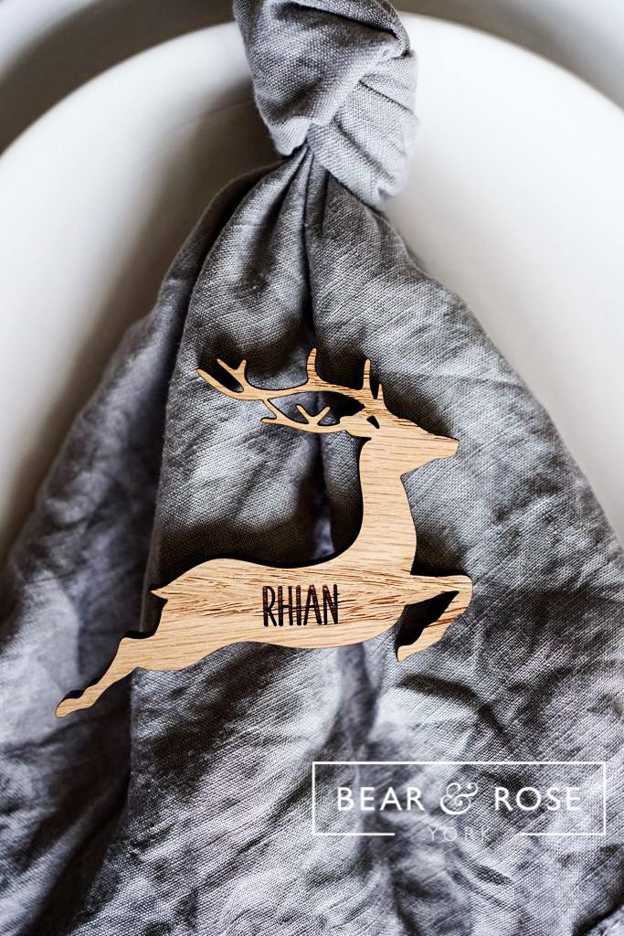 Christmas Personalised Reindeer Glass Decorations Stag Place Names