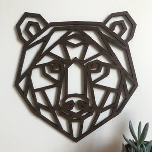 Geometric Bear Head - Wooden Wall Art - Home Nursery