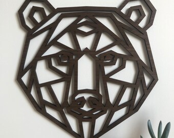 Geometric Bear Head - Wooden Wall Art - Home Nursery