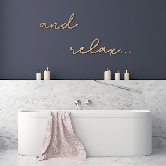and relax... sign wooden Bathroom Wall Decor - Shower Bath Relaxation