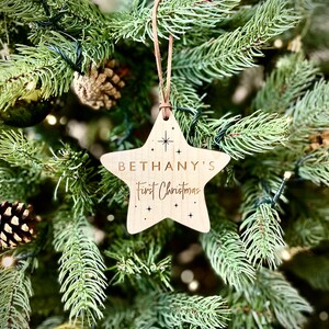 Christmas Personalised Babys First Christmas Star Bauble Tree Decoration New Baby image 2