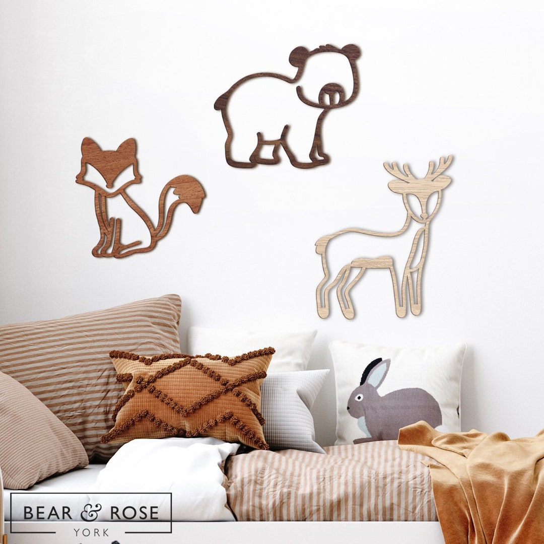 Wooden Woodland Animal Trio: Nursery Wall Decor Set - Etsy