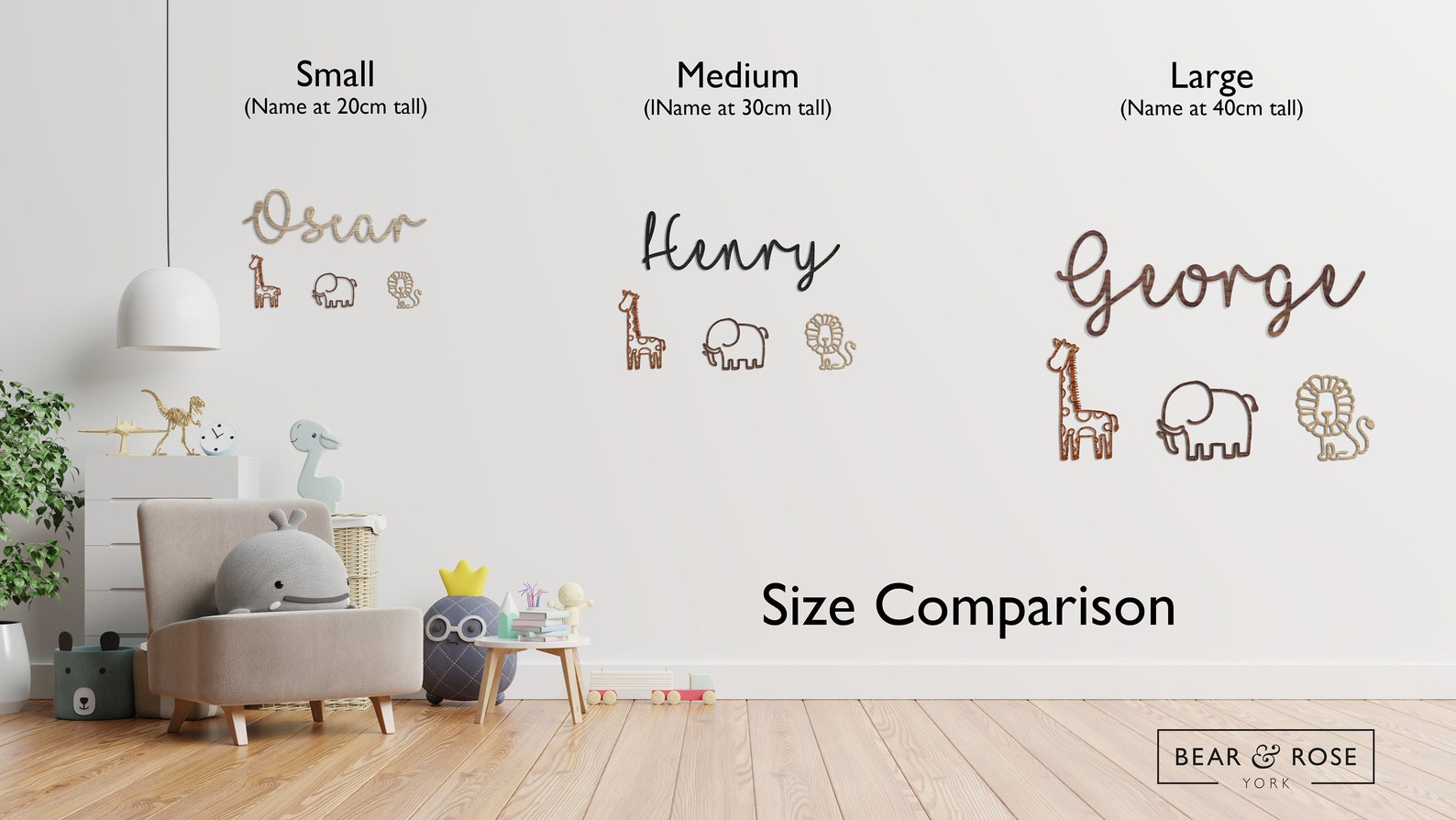 Personalised Wall Name & Safari Trio Wall Set earth Font Etsy