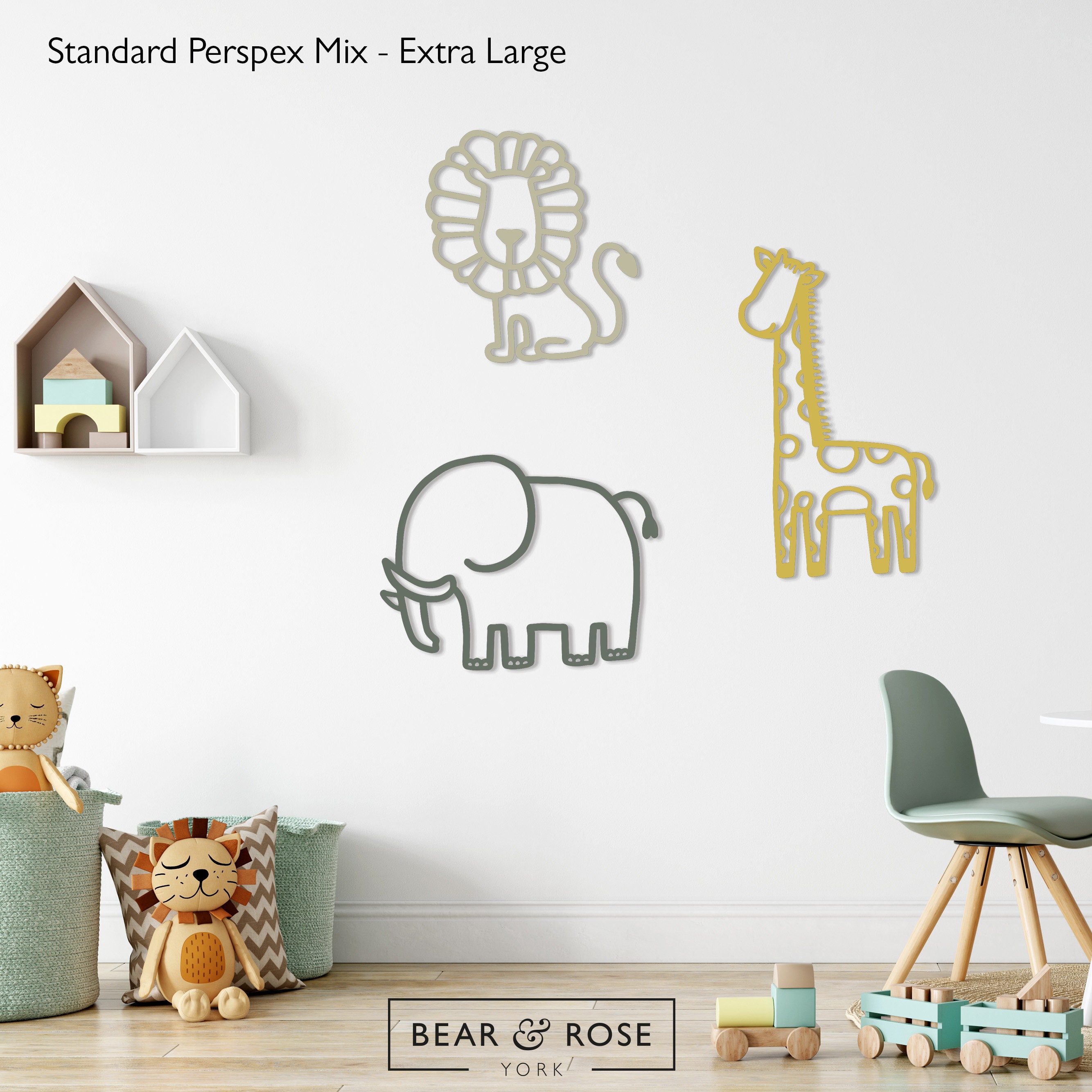 Safari Trio Wall Decor Home Nursery / Kids / Animals / Etsy