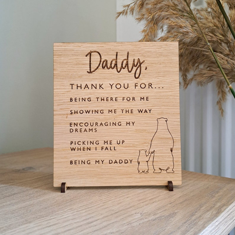 Daddy Thank You Wooden Plaque Father's Day Dad Gift Grandad New Parent Baby Gift Idea Shelf Decor image 1