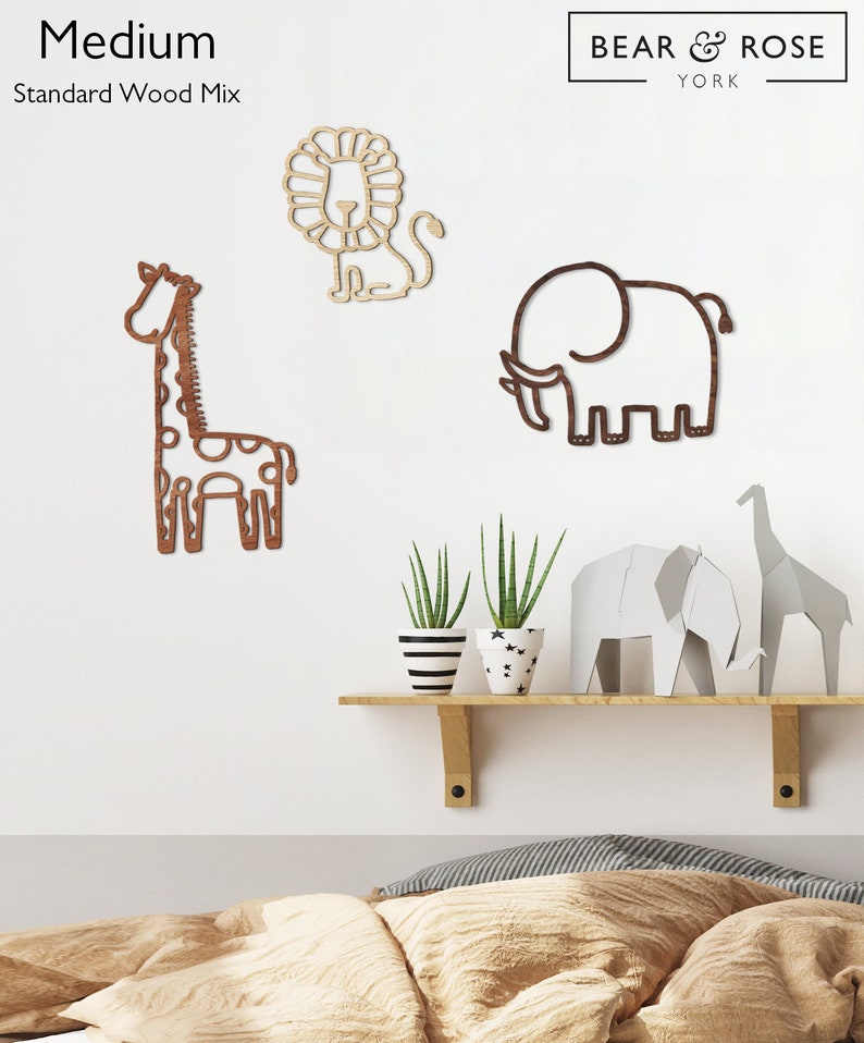 Safari Trio Wall Nursery Decor / Home / Kids / Animals / Children Room Medium Set of 3